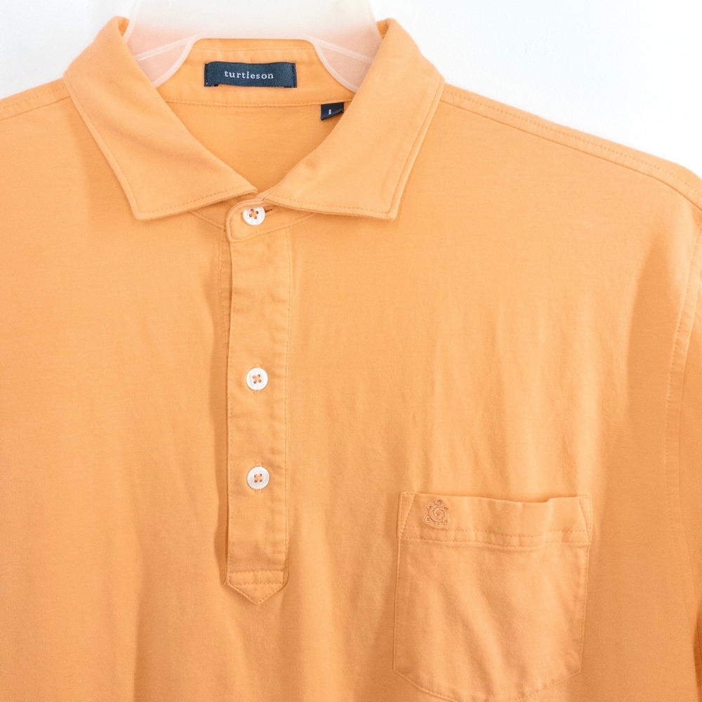 Turtleson Polo Shirt Men's Large Orange Peach Stretch Short Sleeve Pocket‎ Golf